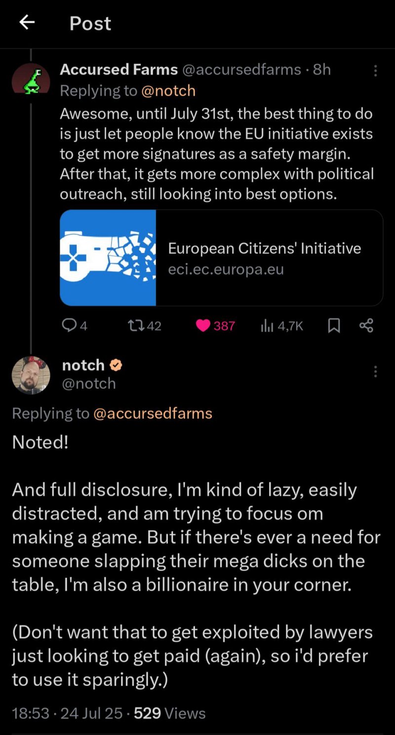 Il post di Notch Il post di Notch