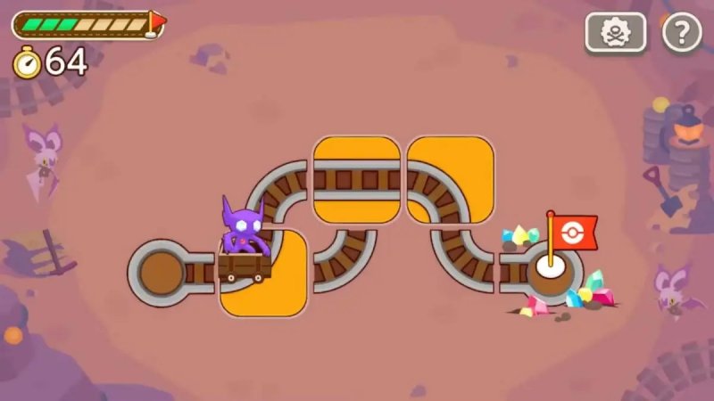 In questo puzzle bisogna spostare i binari per condurre Sableye al traguardo