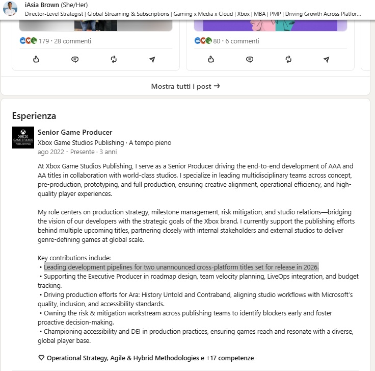La pagina LinkedIn di iAsia Brown
