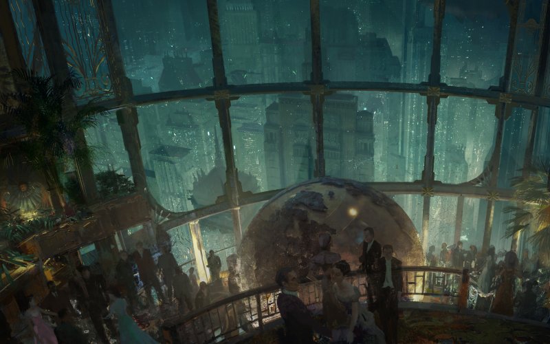 Un scorcio di Rapture, dipinto da Craig Mullins per la copertina del romanzo BioShock: Rapture. Un scorcio di Rapture, dipinto da Craig Mullins per la copertina del romanzo BioShock: Rapture.