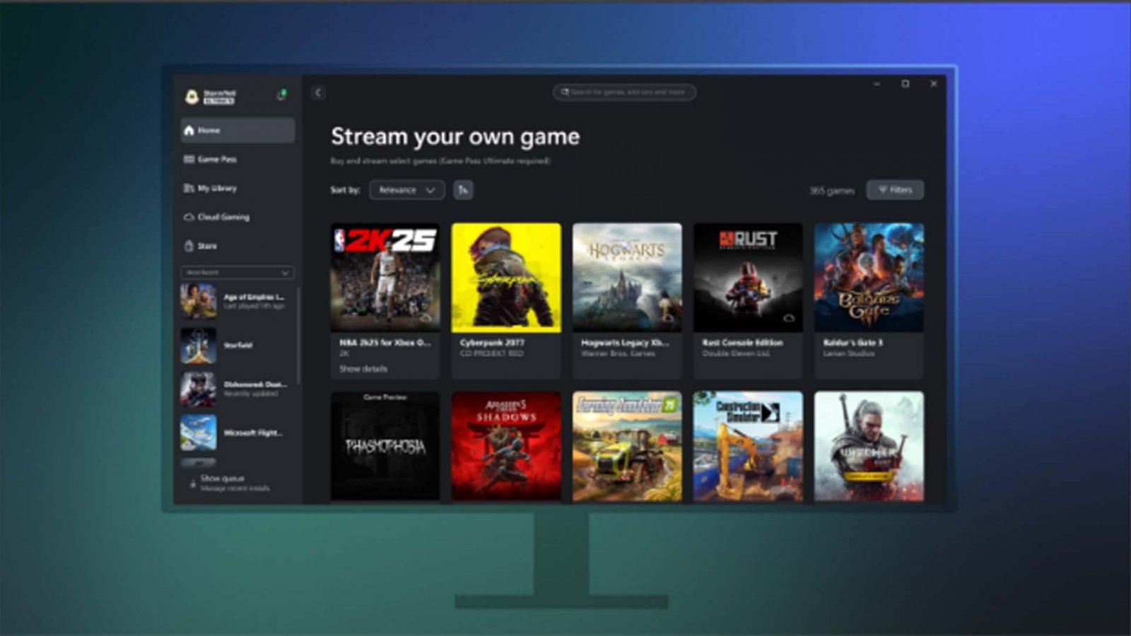 Un'immagine di stream your own gaming via Xbox Cloud