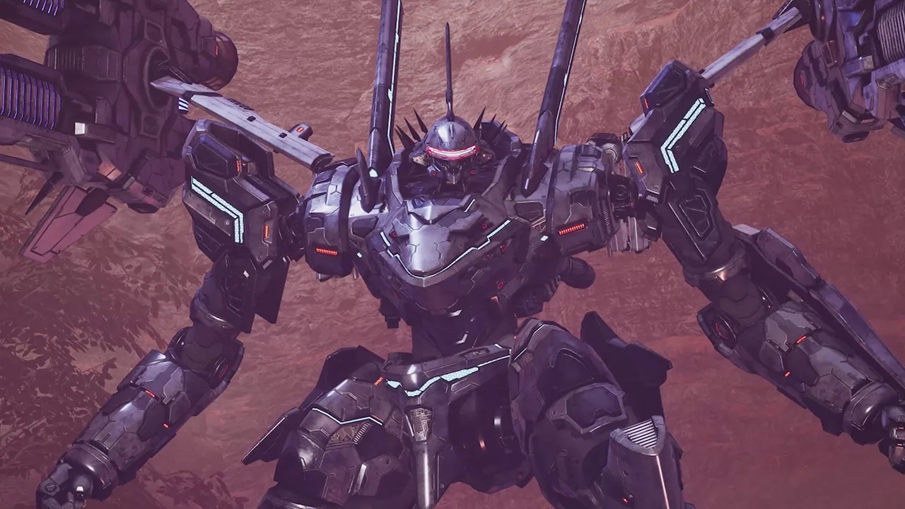Un mech in armatura pesante di Deamon x Machina: Titanic Scion