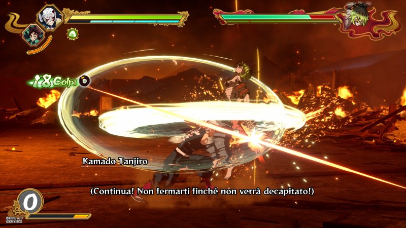 Una sequenza di combattimento con Tengen in Demon Slayer: Kimetsu no Yaiba - The Hinokami Chronicles 2