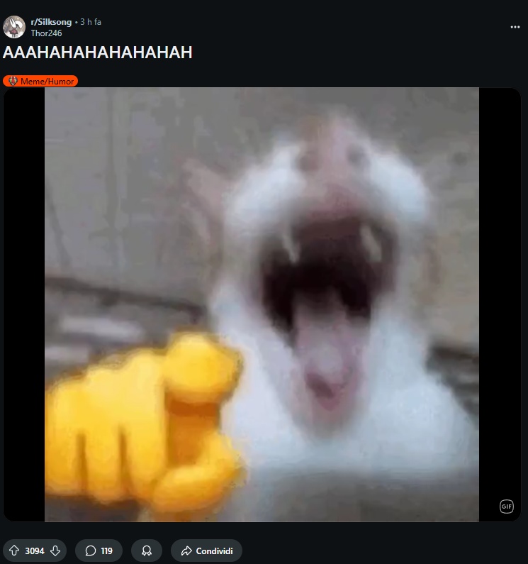 Il meme del subreddit di Silksong