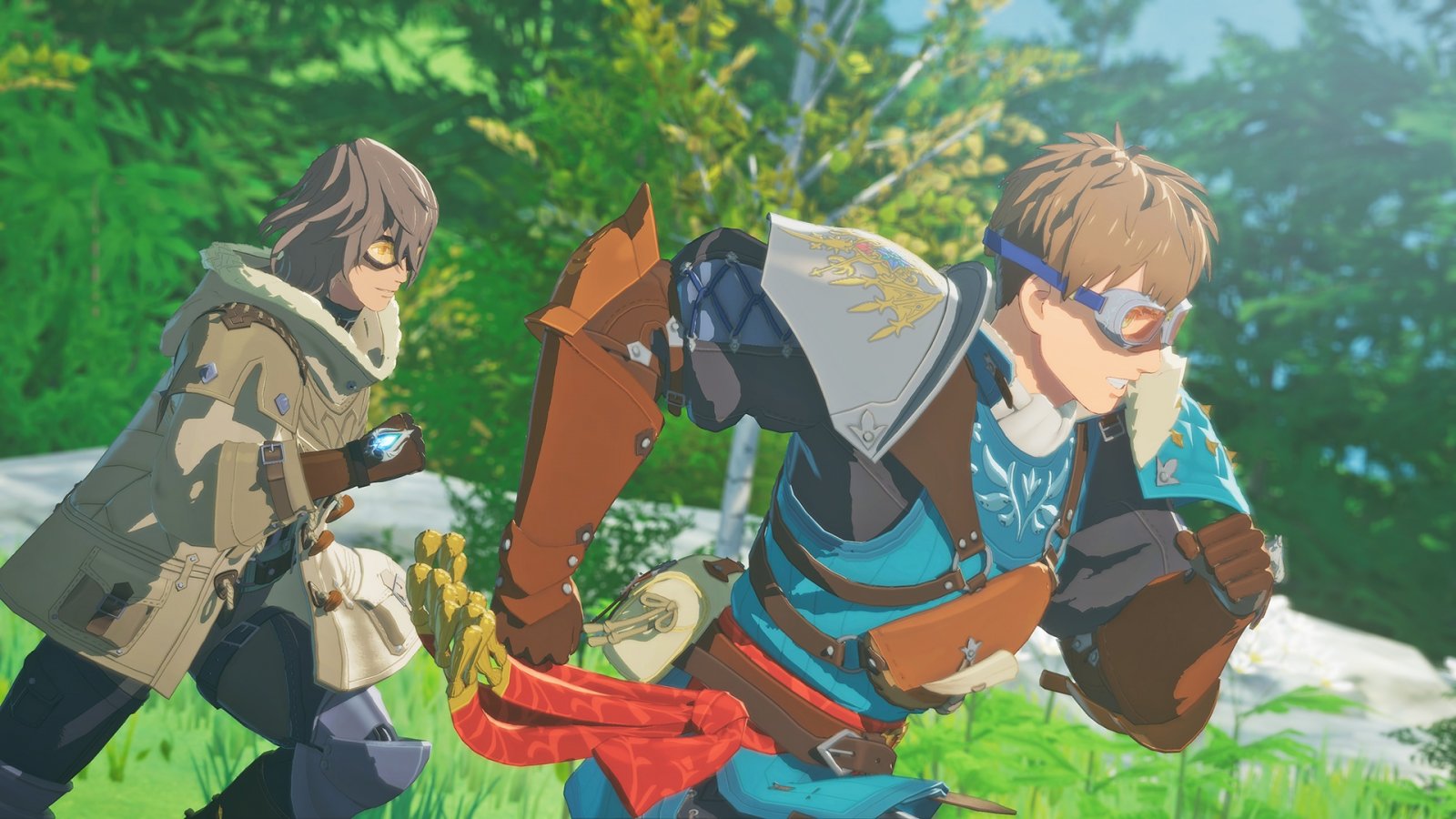 Due personaggi di Monster Hunter Stories 3: Twisted Reflection che corrono