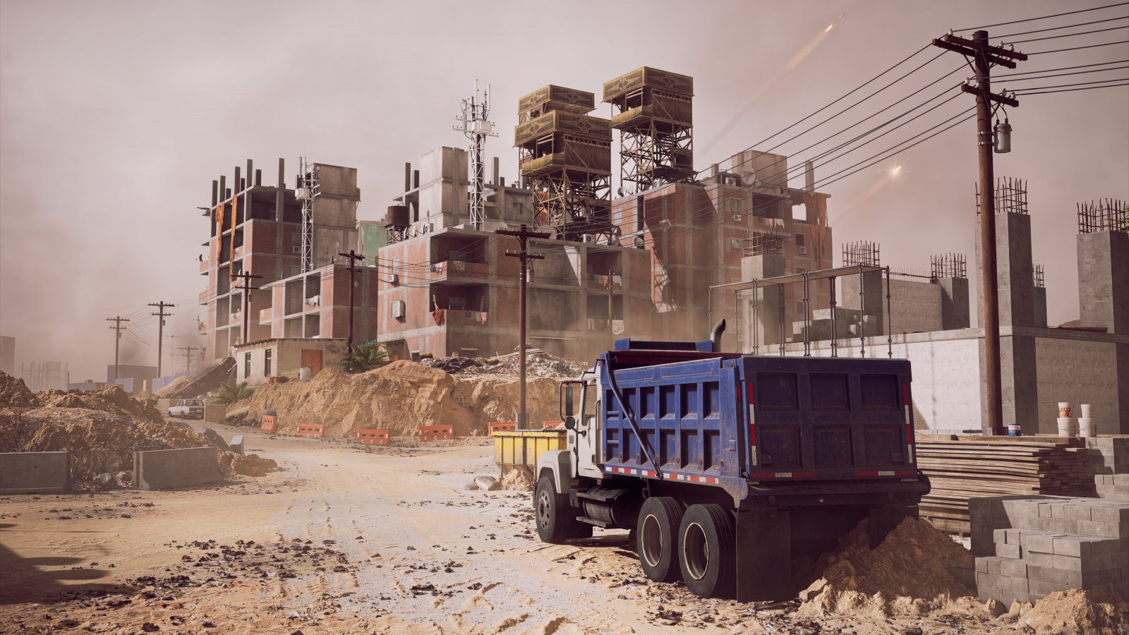 Un camion in una polverosa città di Battlefield 6
