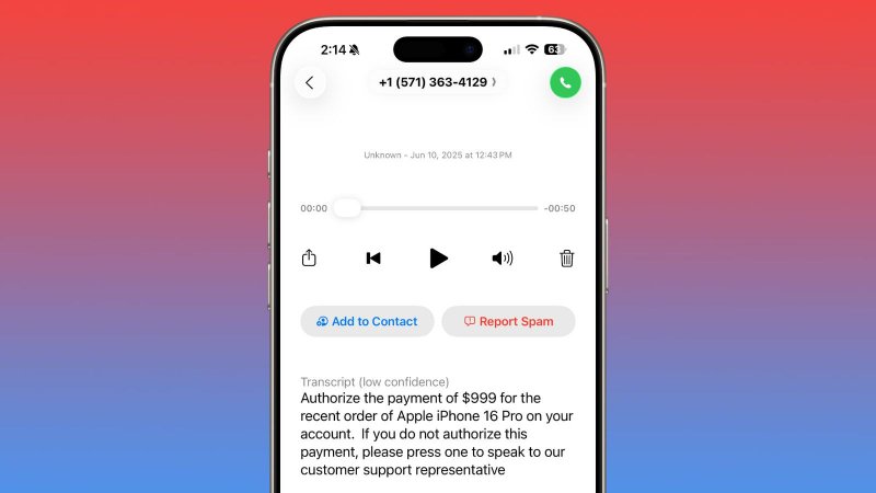 Gestione delle chiamate spam (Fonte: MacRumors)