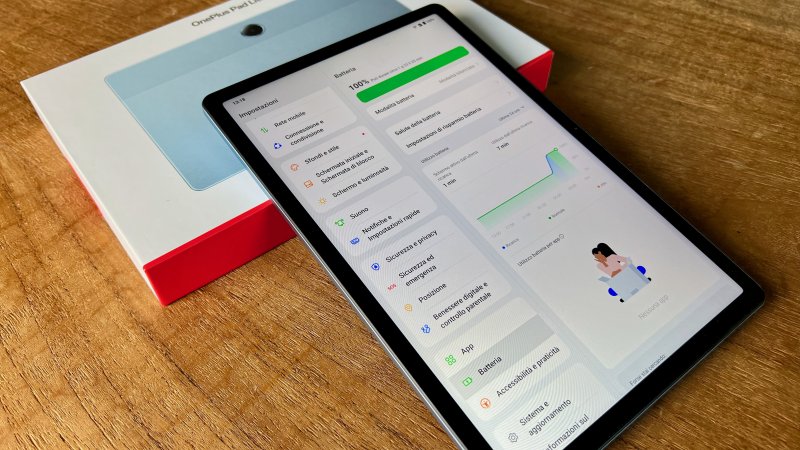 La batteria da 9340 mAh OnePlus Pad Lite garantisce una notevole autonomia