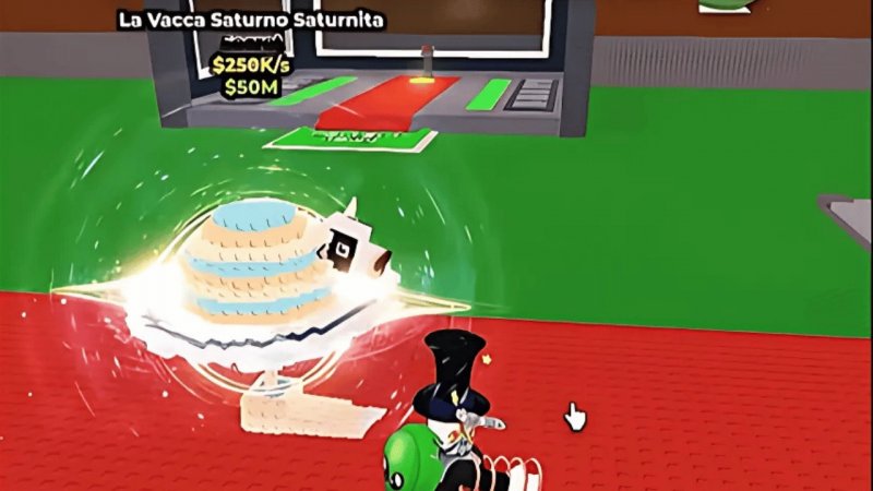 Un rarissimo esemplare di Vacca Saturno Saturnita, uno dei Brainrot più rari del gioco