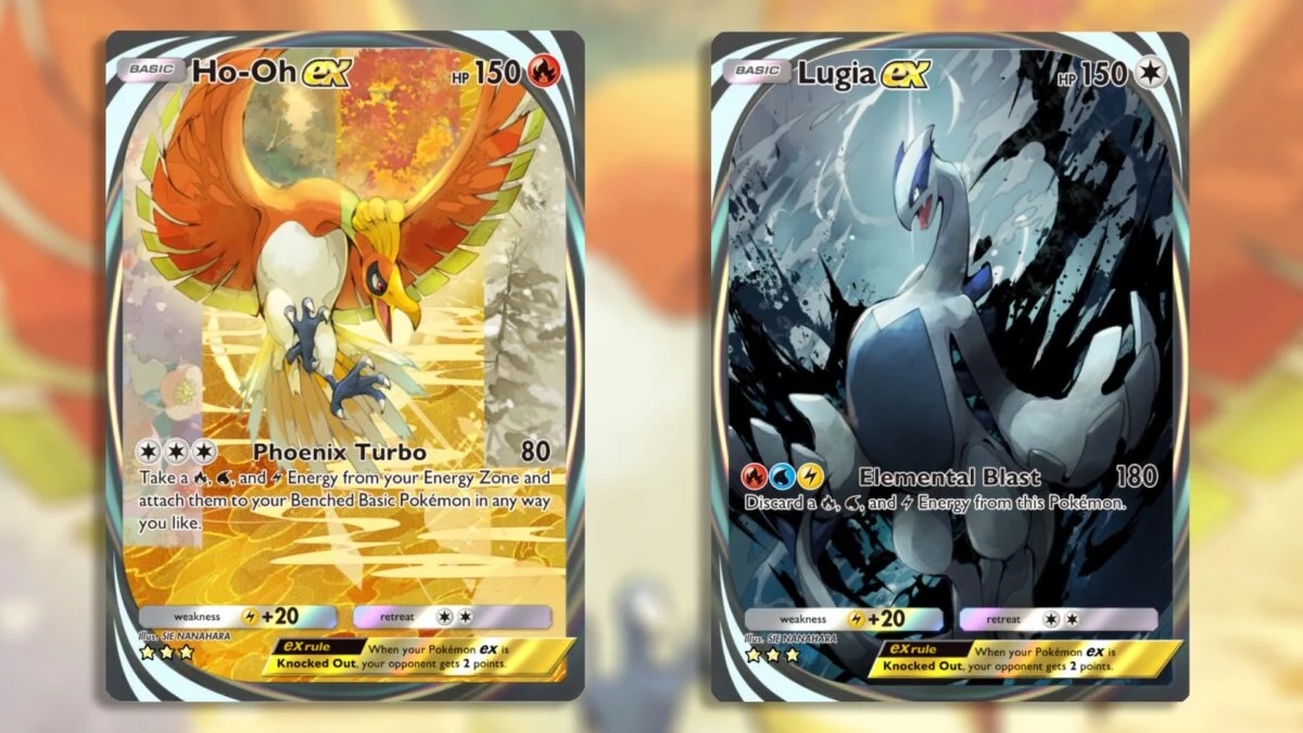 Le carte di Lugia e Ho-Oh del GCC Pokémon Pocket