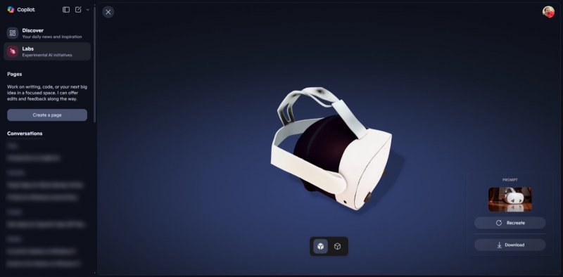 Copilot 3D in funzione