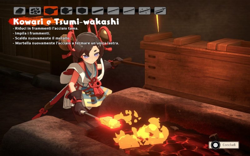 La creazione della spada prevede ben dieci fasi di rifinitura