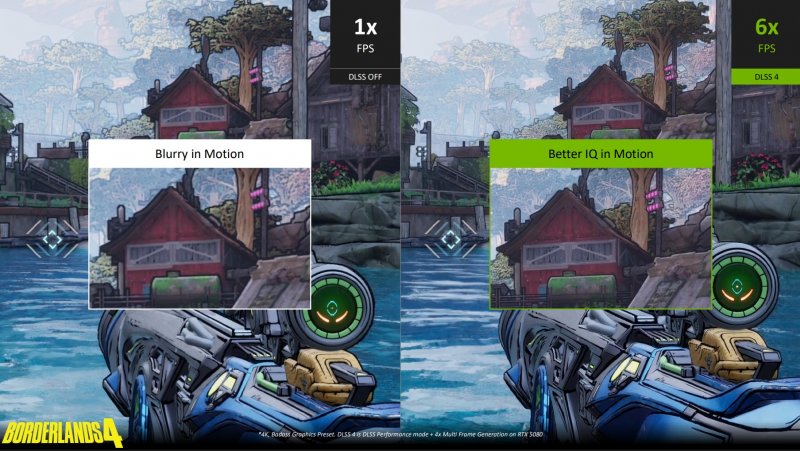 Borderlands 4 con e senza DLSS 4 Borderlands 4 con e senza DLSS 4