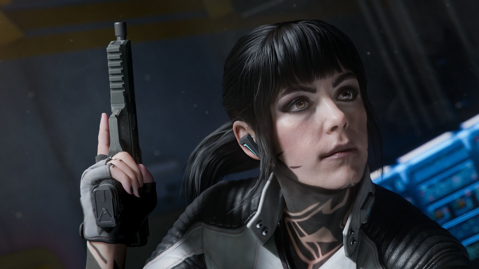 Un personaggio femminile di Call of Duty: Black Ops 7 con in mano una pistola