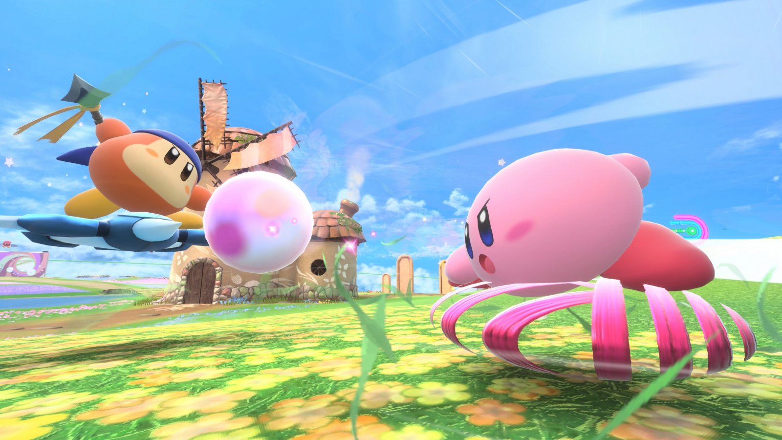 Kirby mentre gareggia in Kirby Air Riders