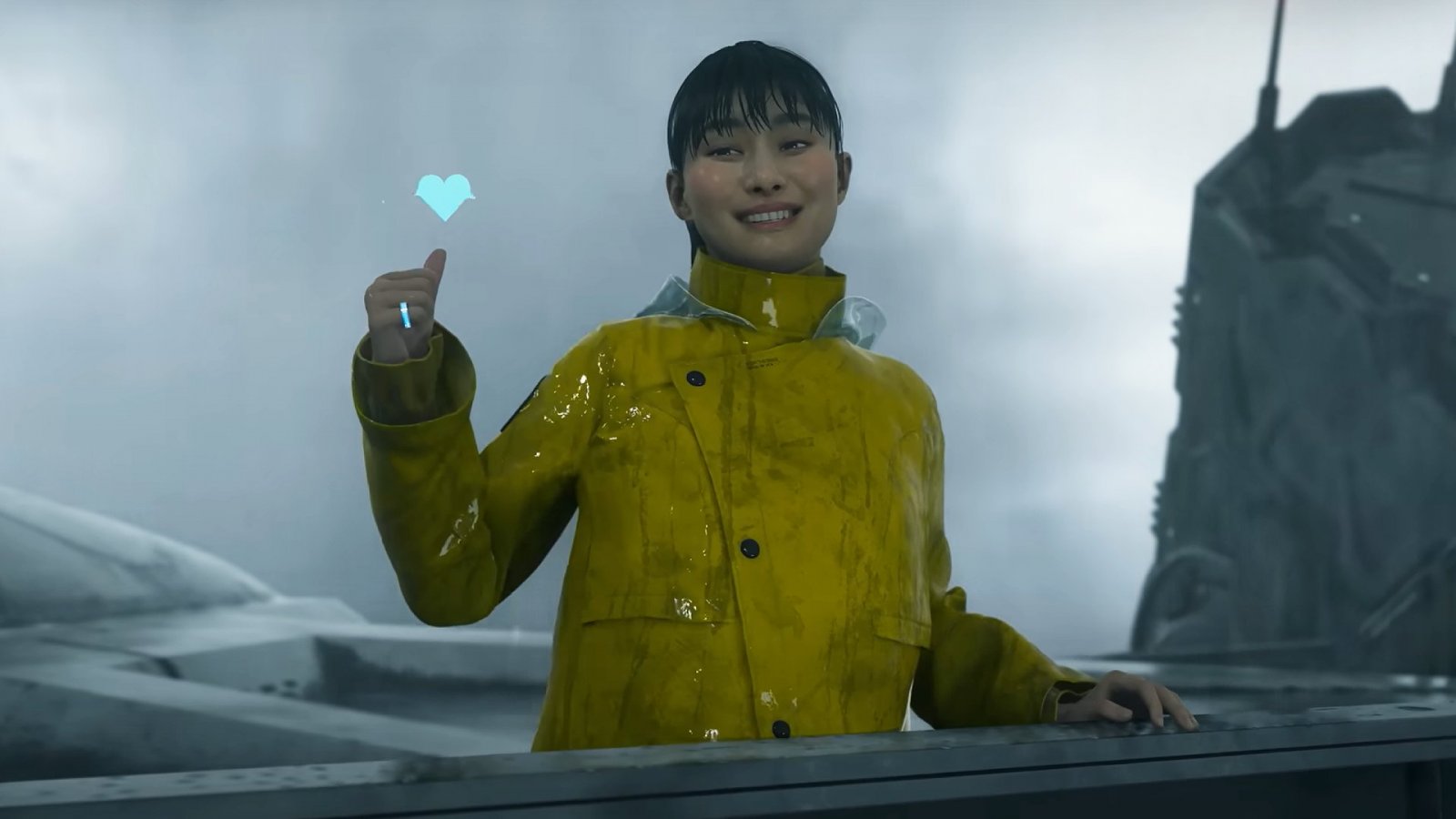 Rain in una scena di Death Stranding 2: On the Beach