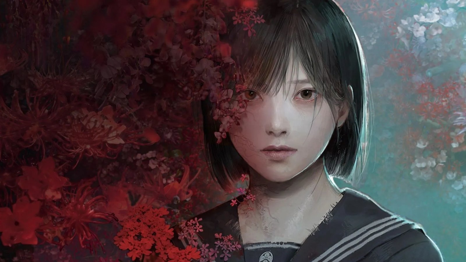 Un artwork del gioco che mostra in primo piano Hinako, la protagonista di Silent Hill f