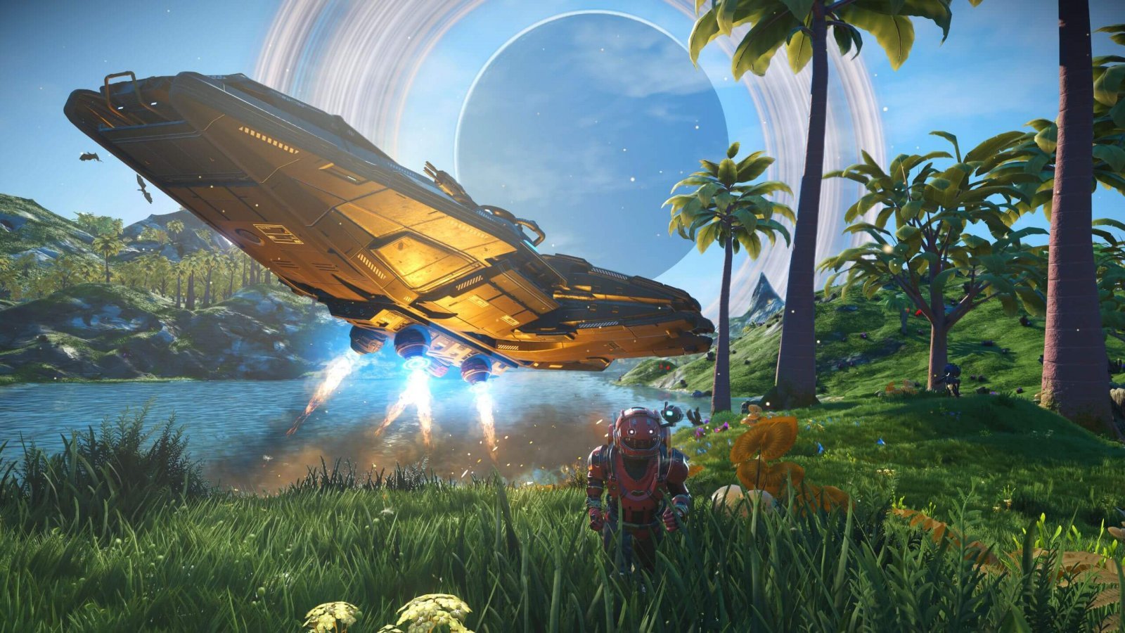 Una navetta di No Man's Sky in una giungla