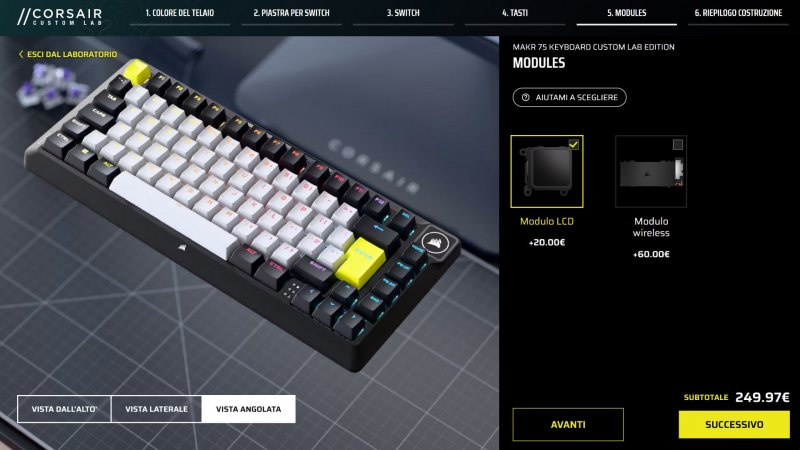 Una delle fasi finali nella configurazione della Corsair MAKR 75