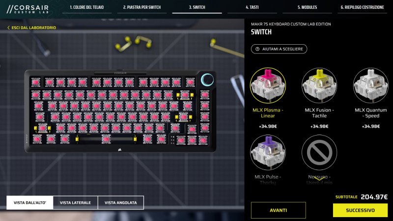 L'interfaccia web per la configurazione della Corsair MAKR 75