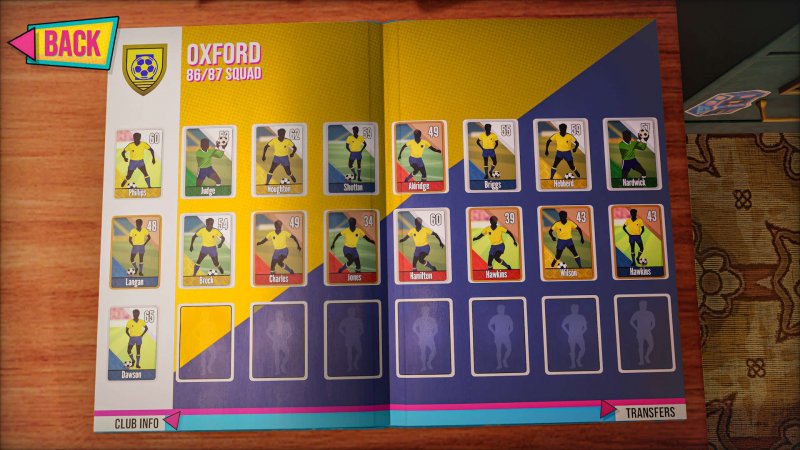 La gestione della squadra avviene attraverso un albo di figurine in pieno stile Panini La gestione della squadra avviene attraverso un albo di figurine in pieno stile Panini