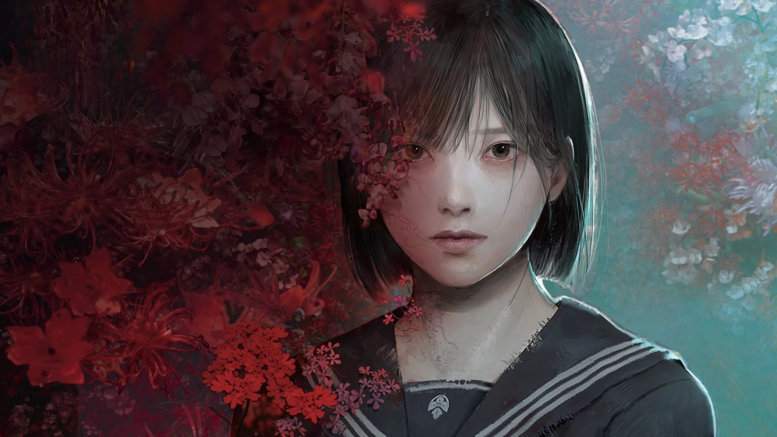 Un artwork di Silent Hill f, con in primo piano Hinako Shimizu, la protagonista del gioco