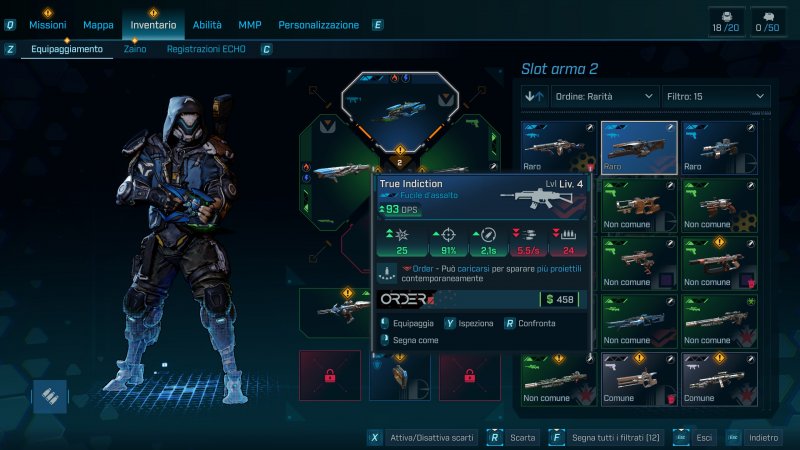 I menù di gioco e il nostro fidato personaggio ovvero Vex, l'exo soldier