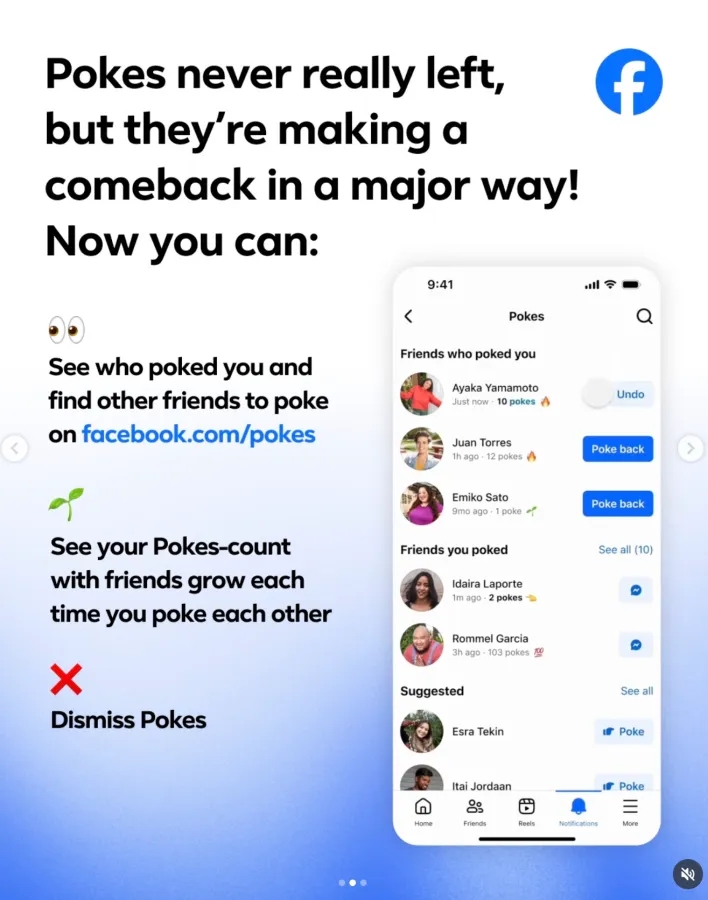 Le novità per i poke su Facebook