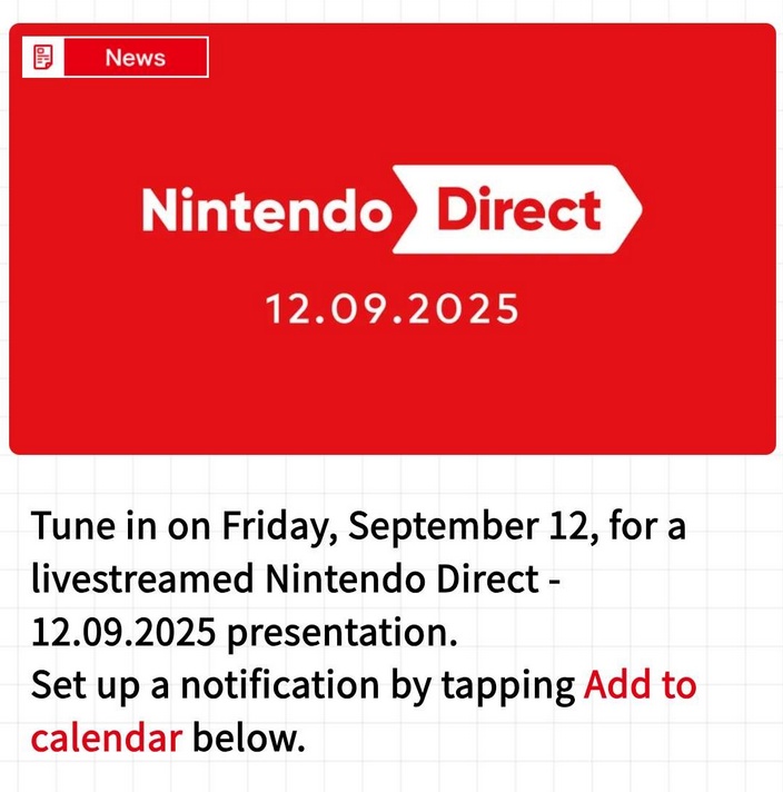 La notizia di Nintendo Today del Nintendo Direct La notizia di Nintendo Today del Nintendo Direct