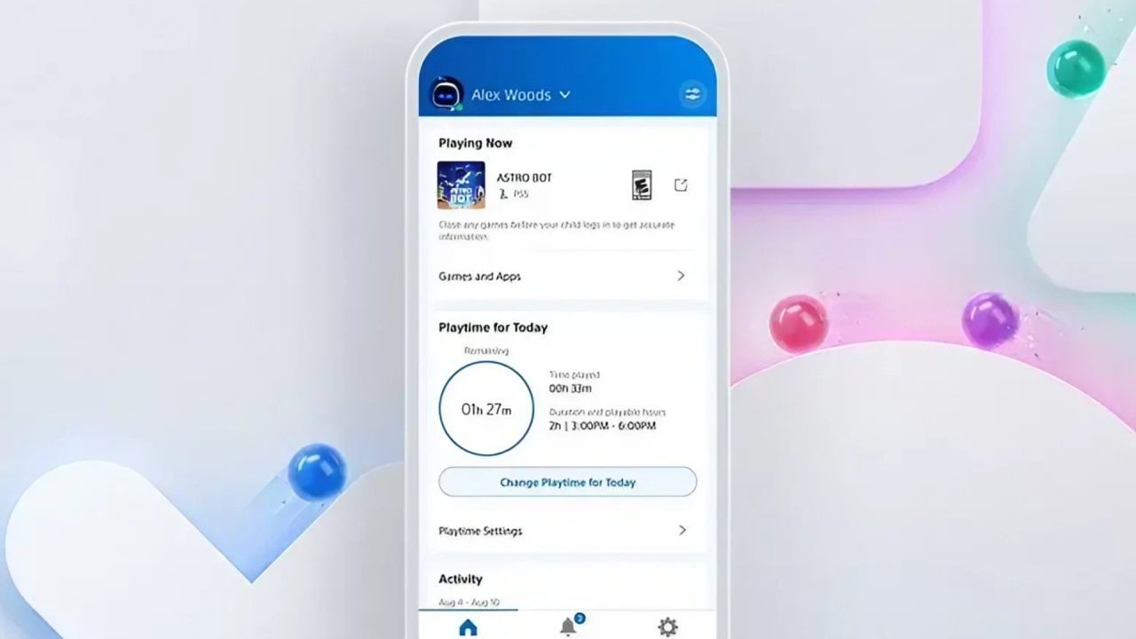 L'interfaccia dell'app PlayStation Family