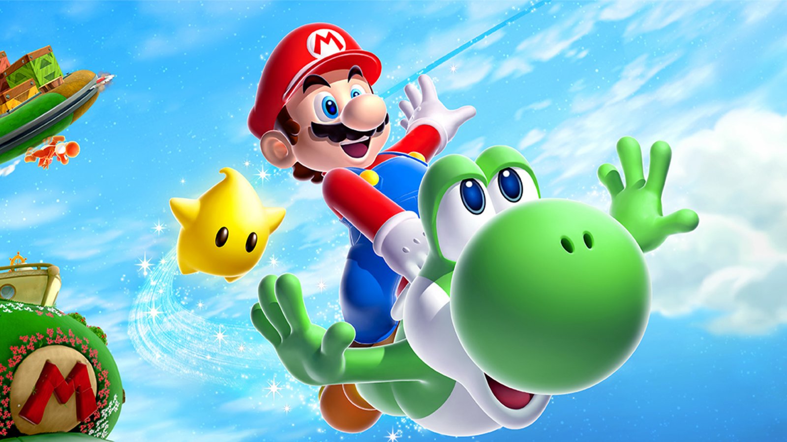 Mario e Yoshi in Super Mario Galaxy 2