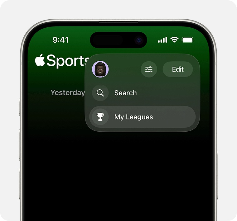 Le opzioni per configurare Apple Sports (Fonte: Apple) Le opzioni per configurare Apple Sports (Fonte: Apple)