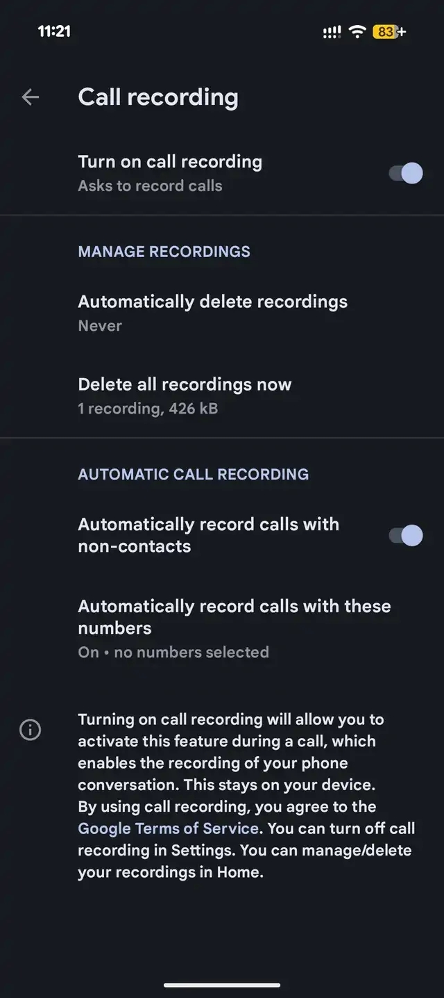 Le opzioni per la registrazione delle chiamate su Pixel Le opzioni per la registrazione delle chiamate su Pixel
