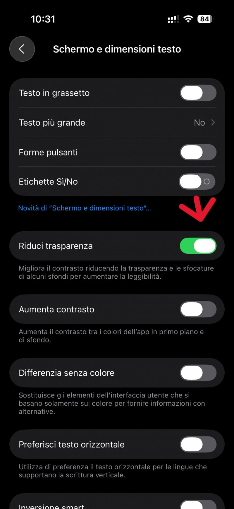 Con questa opzione la trasparenza dovrebbe essere meno evidente Con questa opzione la trasparenza dovrebbe essere meno evidente