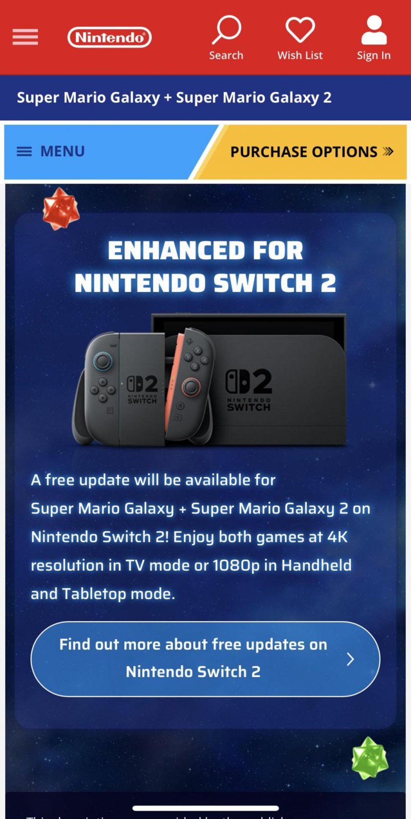 Le informazioni sull'update di Super Mario Galaxy 1+2 per Switch 2 Le informazioni sull'update di Super Mario Galaxy 1+2 per Switch 2