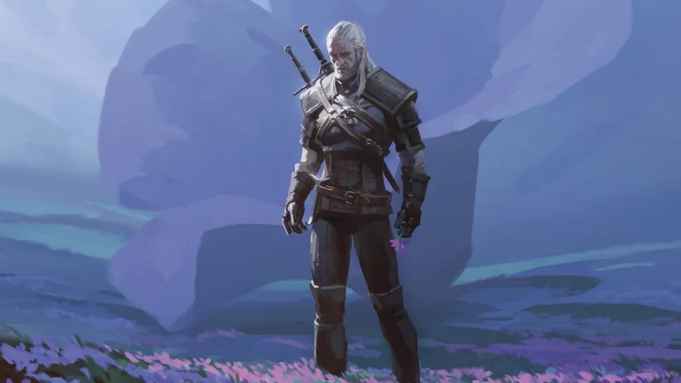 Geralt di Rivia nella copertina del fumetto The Witcher Blood Stone