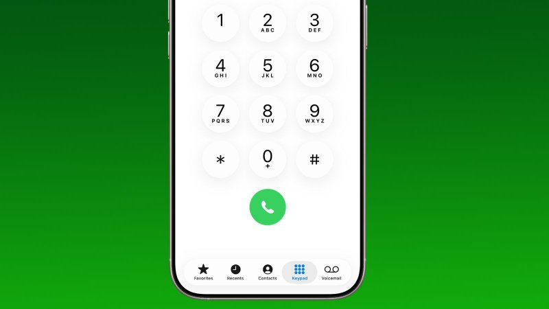 Il tastierino numerico con iOS 26.1 (Fonte: MacRumors)