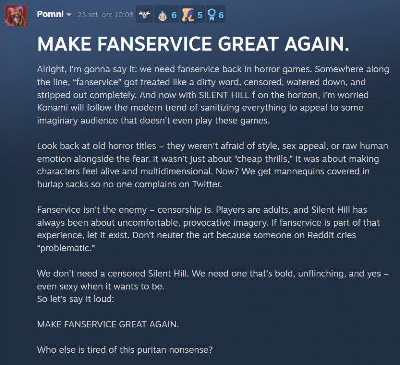 Un messaggio di richiesta di maggiore sessualizzazione di Hinako