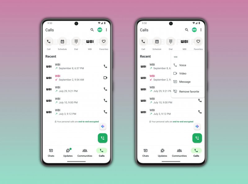 Nuovo layout chiamate - Fonte: WABetaInfo
