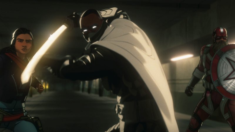 Ms. Marvel, Blade Knight e Red Guardian in una scena di Marvel Zombies