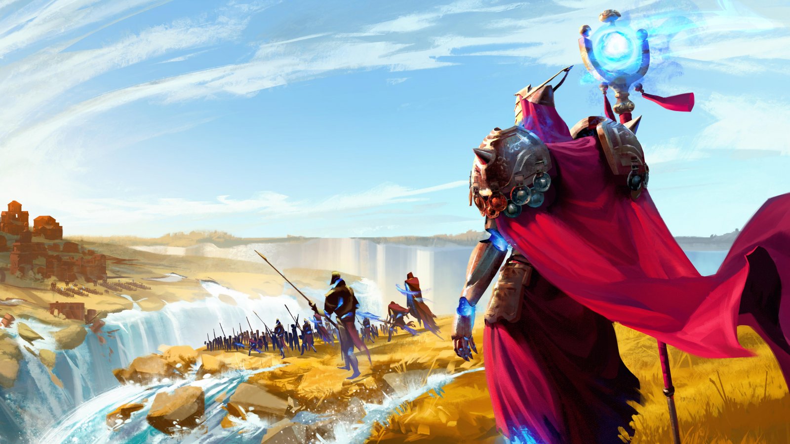 Uno dei leader di fazione guarda verso una città di Endless Legend 2