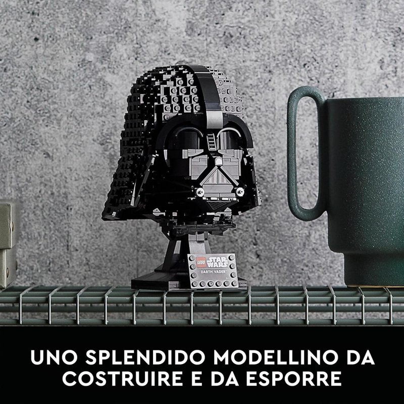 Il set LEGO Star Wars Casco di Darth Vader è perfetto per essere esposto in casa o in ufficio Il set LEGO Star Wars Casco di Darth Vader è perfetto per essere esposto in casa o in ufficio