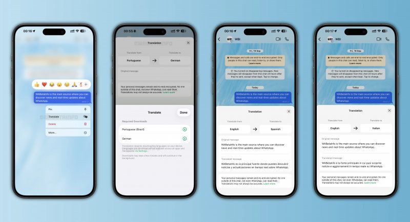 Traduzione dei messaggi / Fonte: WABetaInfo Traduzione dei messaggi / Fonte: WABetaInfo