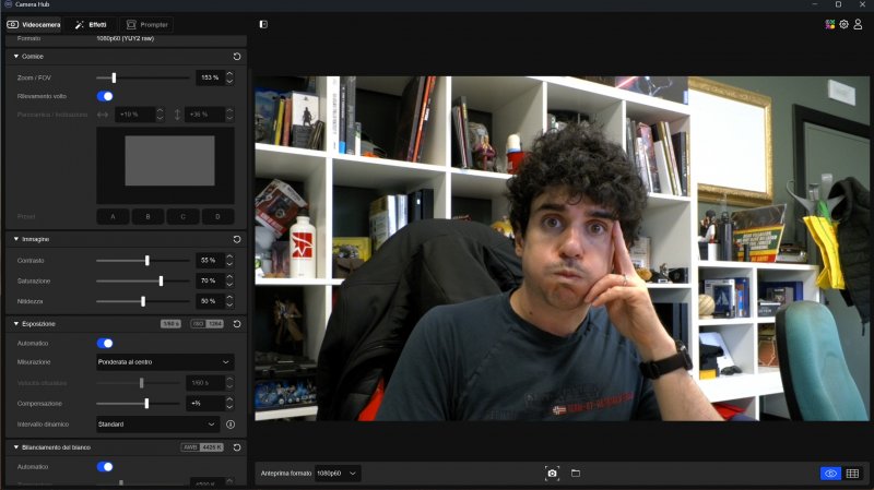 L'interfaccia di Elgato Camera Hub è ricca di opzioni per gestire l'immagine
