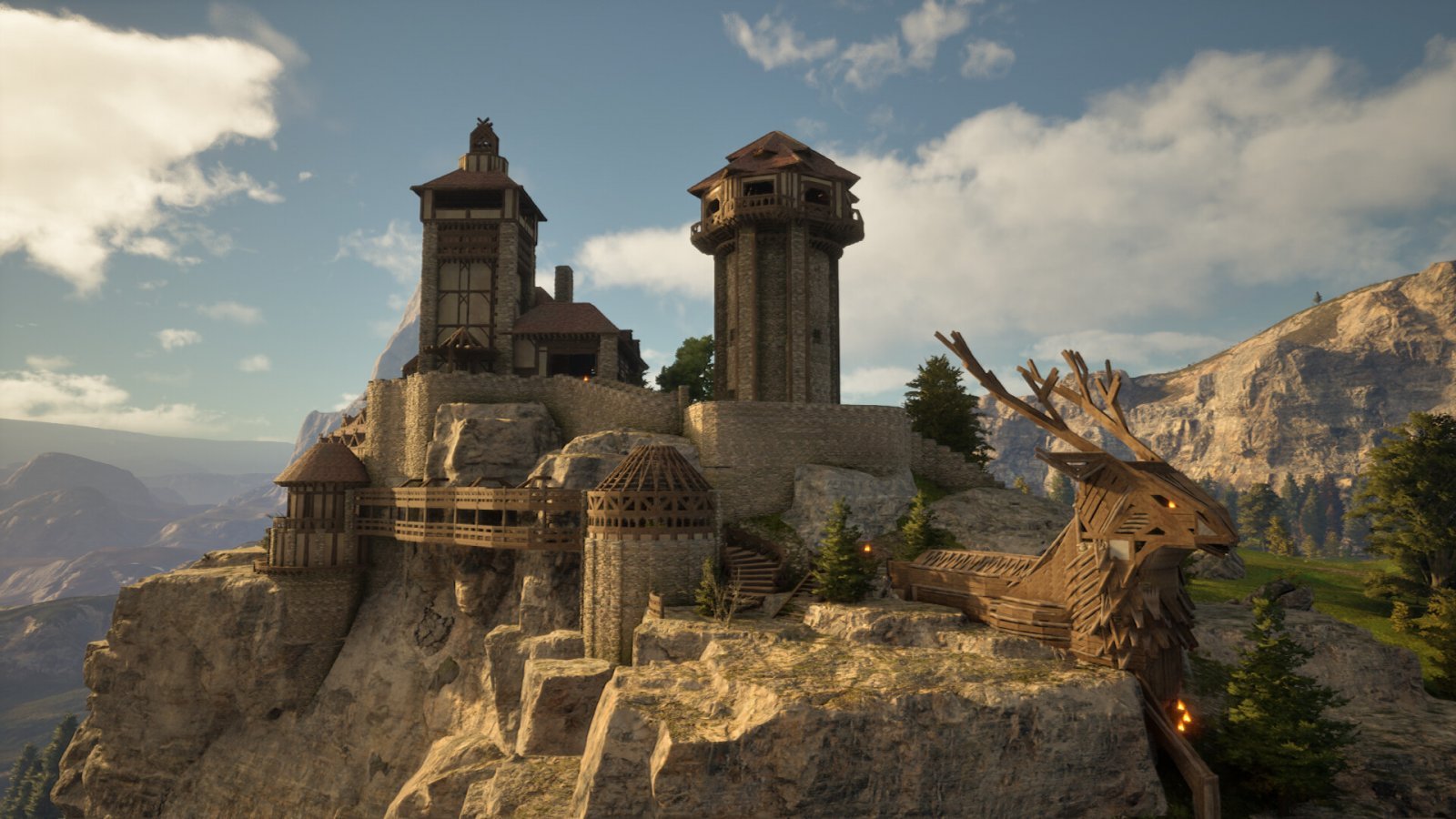 Un castello nel videogioco Pax Dei