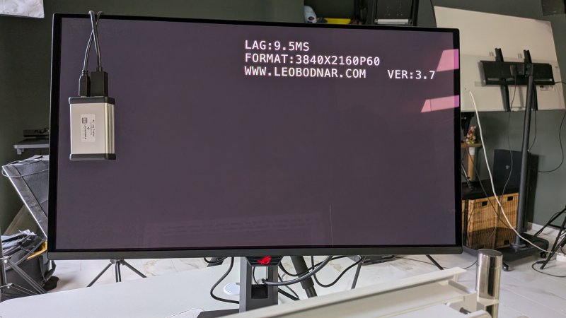 Il test dell'input lag Leo Bodnar in risoluzione 4K (downscalata a 1440p) a 60 Hz