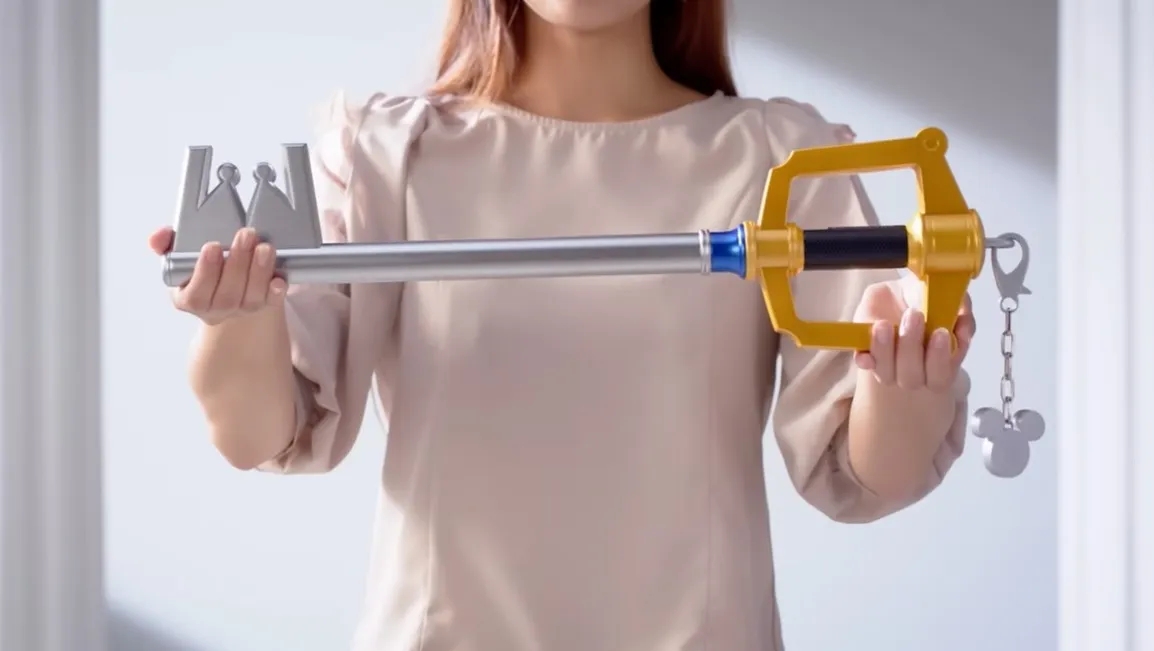 Il Keyblade di Kingdom Hearts in mano a una donna