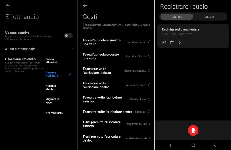 Alcune funzionalità dell'app Xiaomi Earbud