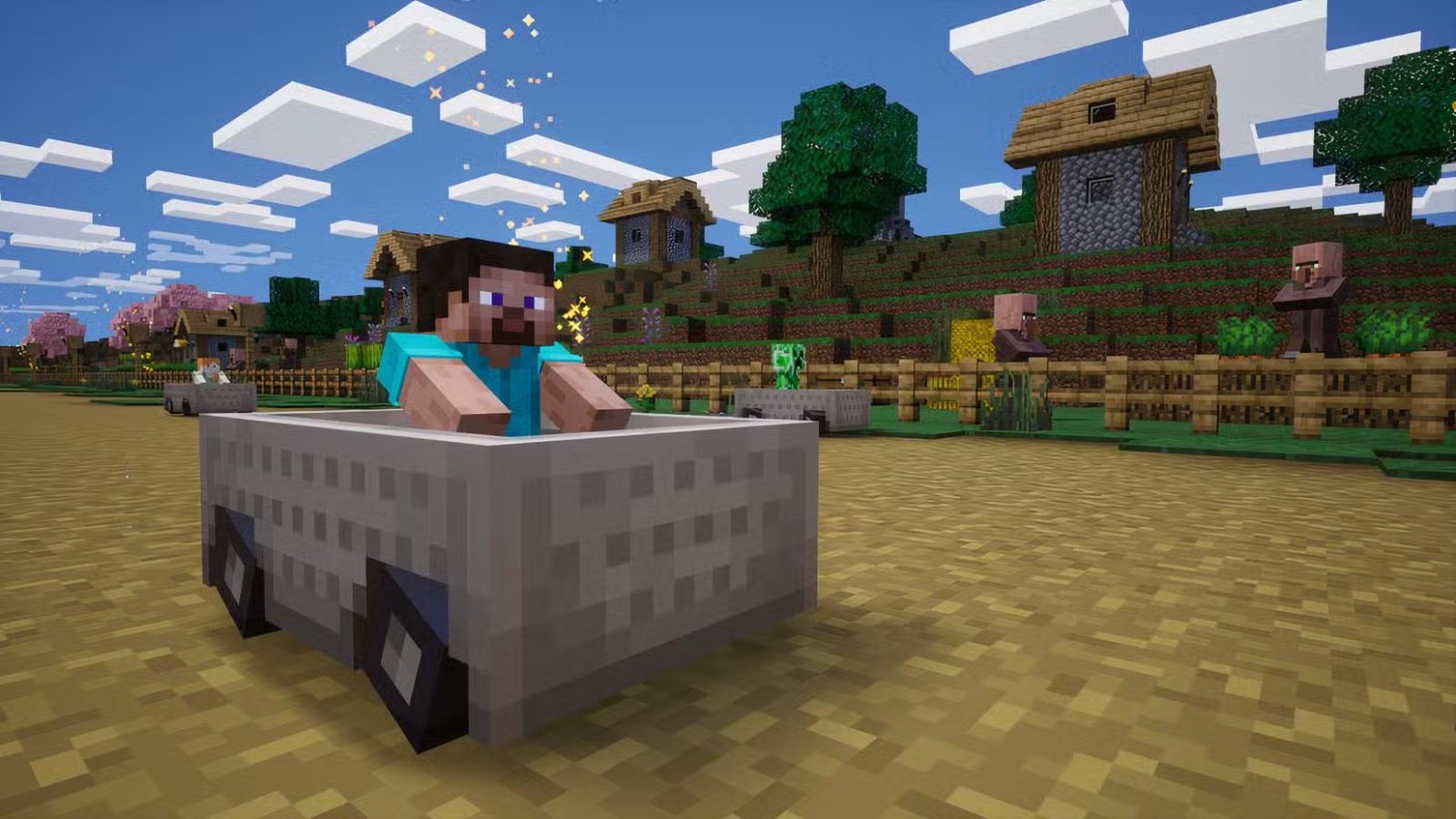 Steve di Minecraft in Sonic Racing: CrossWorlds