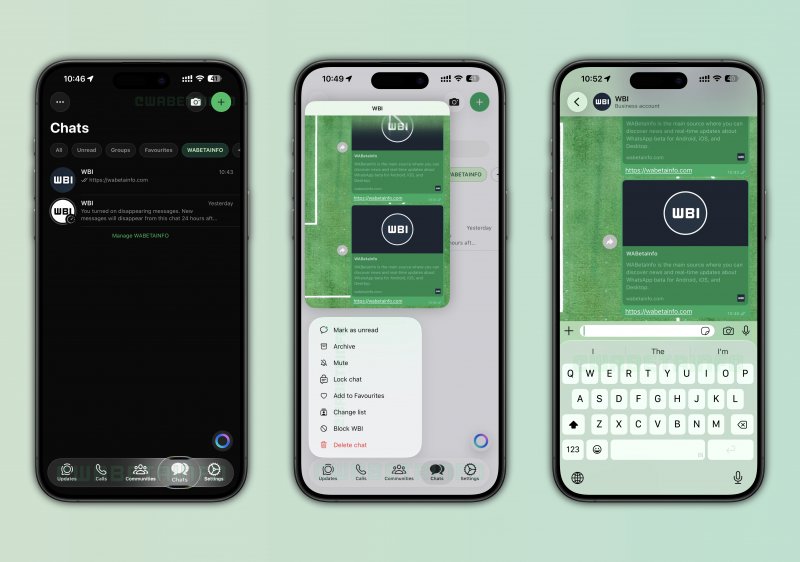 La nuova interfaccia Liquid Glass di WhatsApp (fonte: wabetainfo) La nuova interfaccia Liquid Glass di WhatsApp (fonte: wabetainfo)